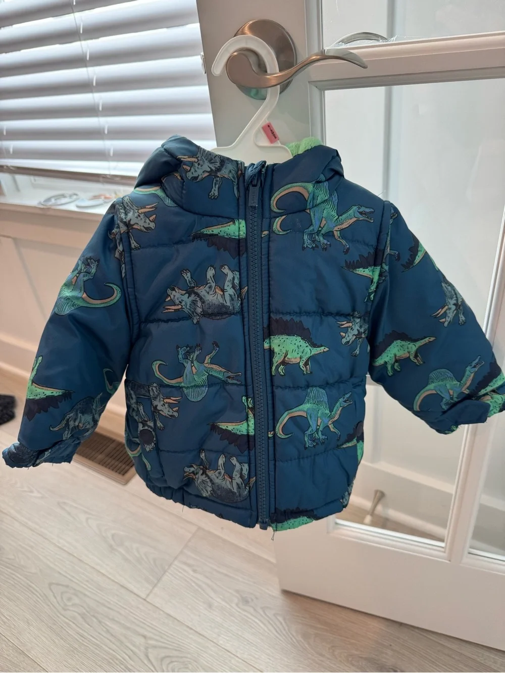 Carter’s Dinosaur Hooded Puffer Jacket & Snow Bib Set 12M Winter Snowsuit